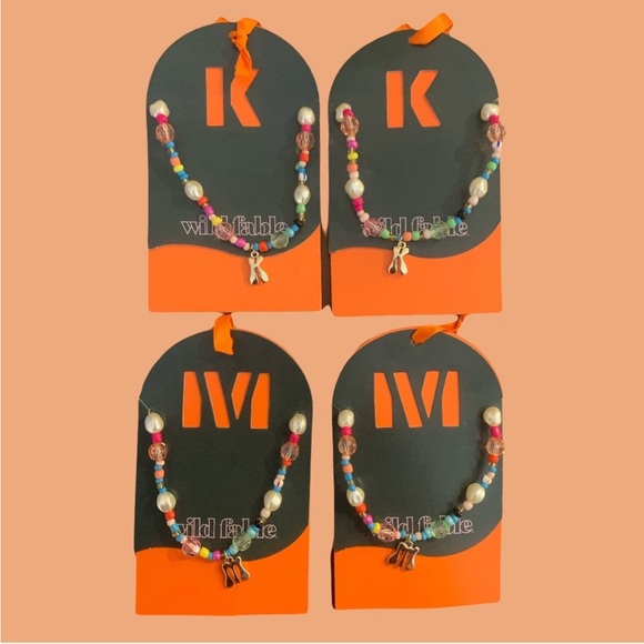 Colorful Beaded Initial Necklaces 4-PC NWT - Picture 1 of 4